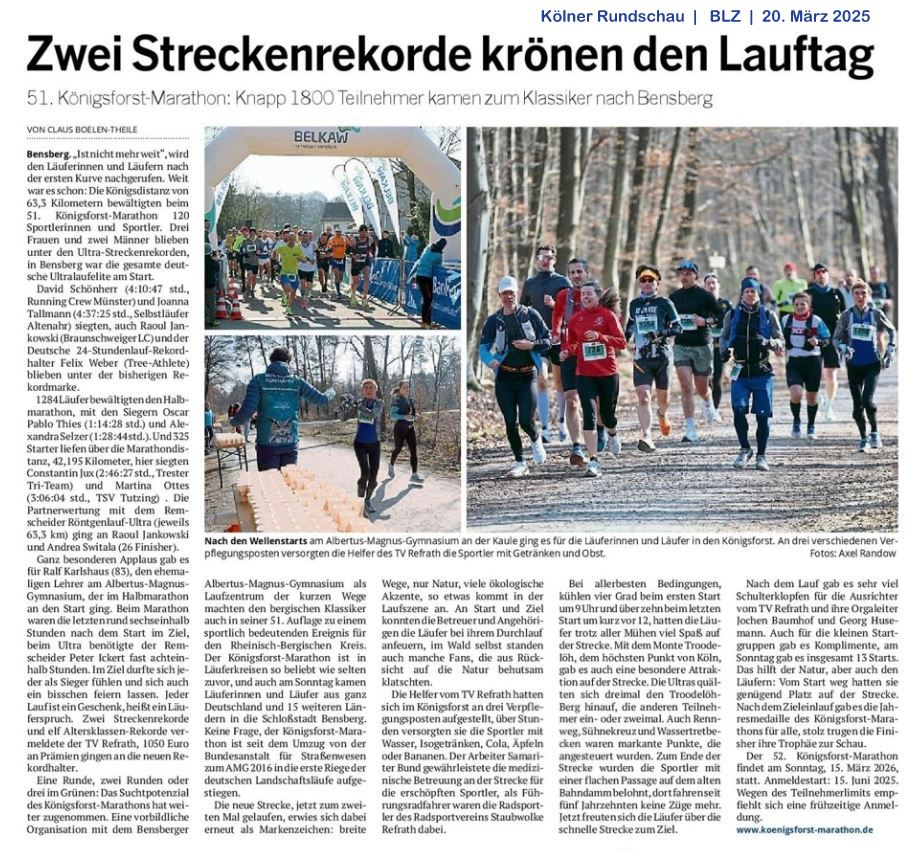 Königsforst Marathon – zwei Streckenrekorde krönen den Lauftag
